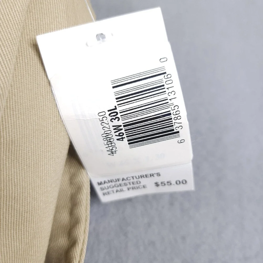 Izod Mens Big & Tall Metrix Fit Non-Iron Extender Waist Flat Chino Khaki Lot (2)